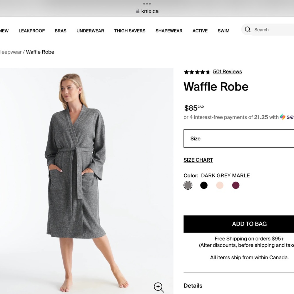 Knix waffle housecoat